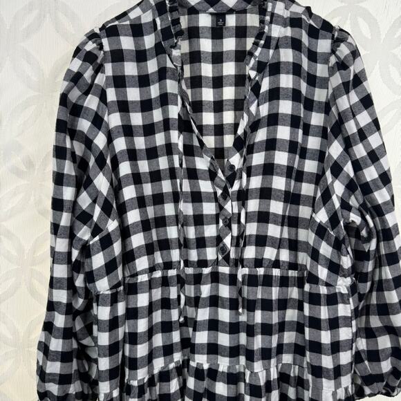 Torrid. Babydoll Brushed Flannel Ruffle Collar Top Size 3 - Picture 9 of 10